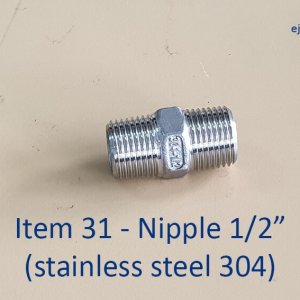 Half inch Stainless Steel 304 Nipple